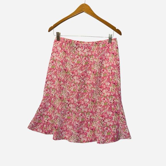 JBXR Vintage size 6 skirt pink floral print back zip flared pleated on bottom - Picture 4 of 7